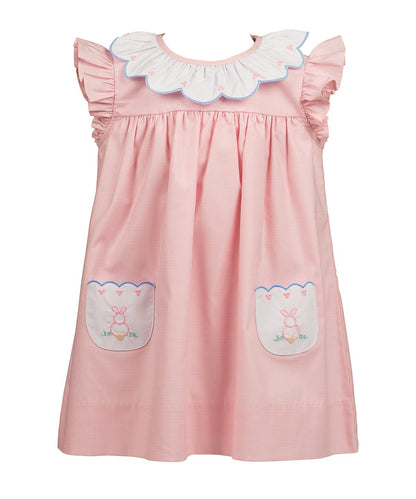 Proper Peony Girls Pink Clover Easter Bunny Dress - Pockets