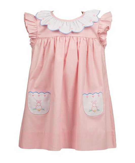 Proper Peony Girls Pink Clover Easter Bunny Dress - Pockets