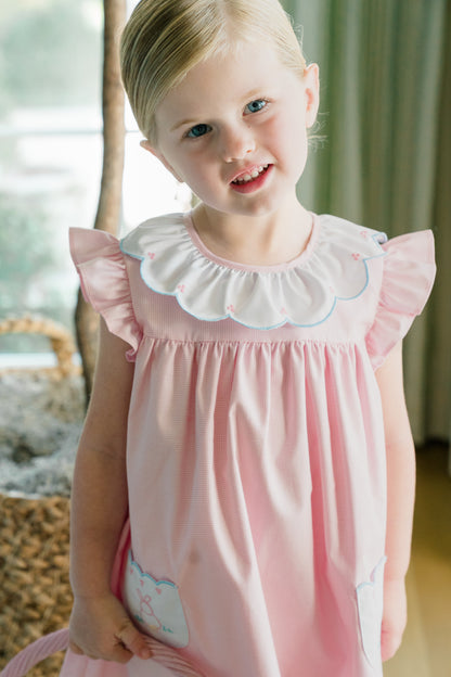 Proper Peony Girls Pink Clover Easter Bunny Dress - Pockets