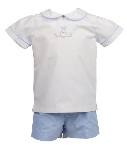 Proper Peony Boys Blue Clover Easter Bunny Shorts Set by Proper Peony