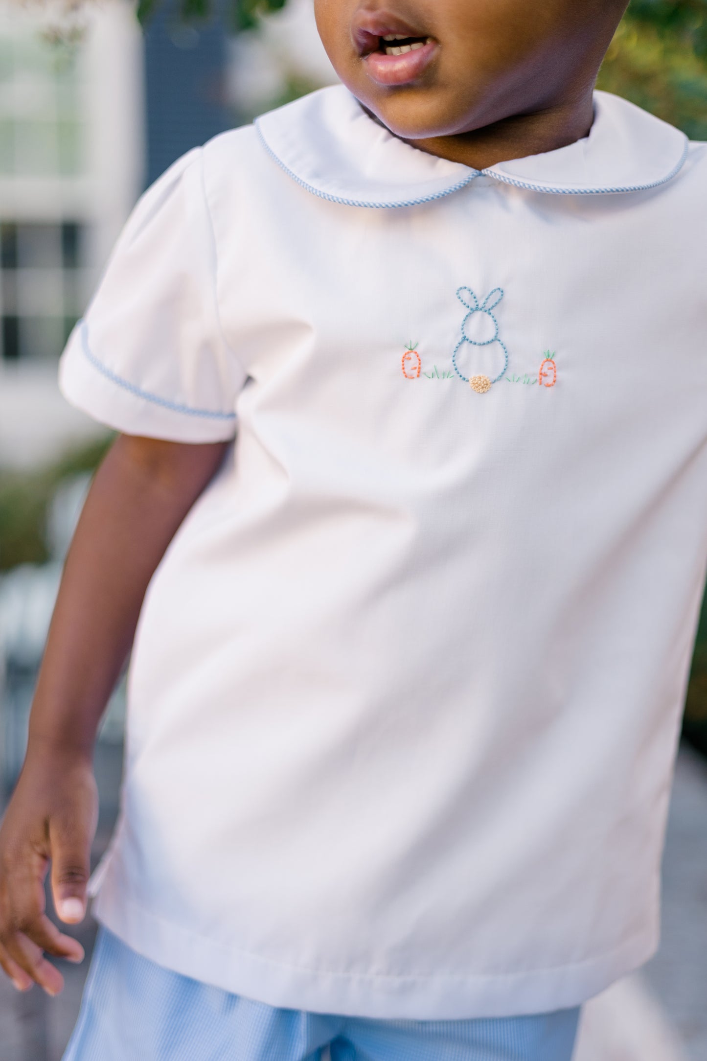 Proper Peony Boys Blue Clover Easter Bunny Shorts Set by Proper Peony