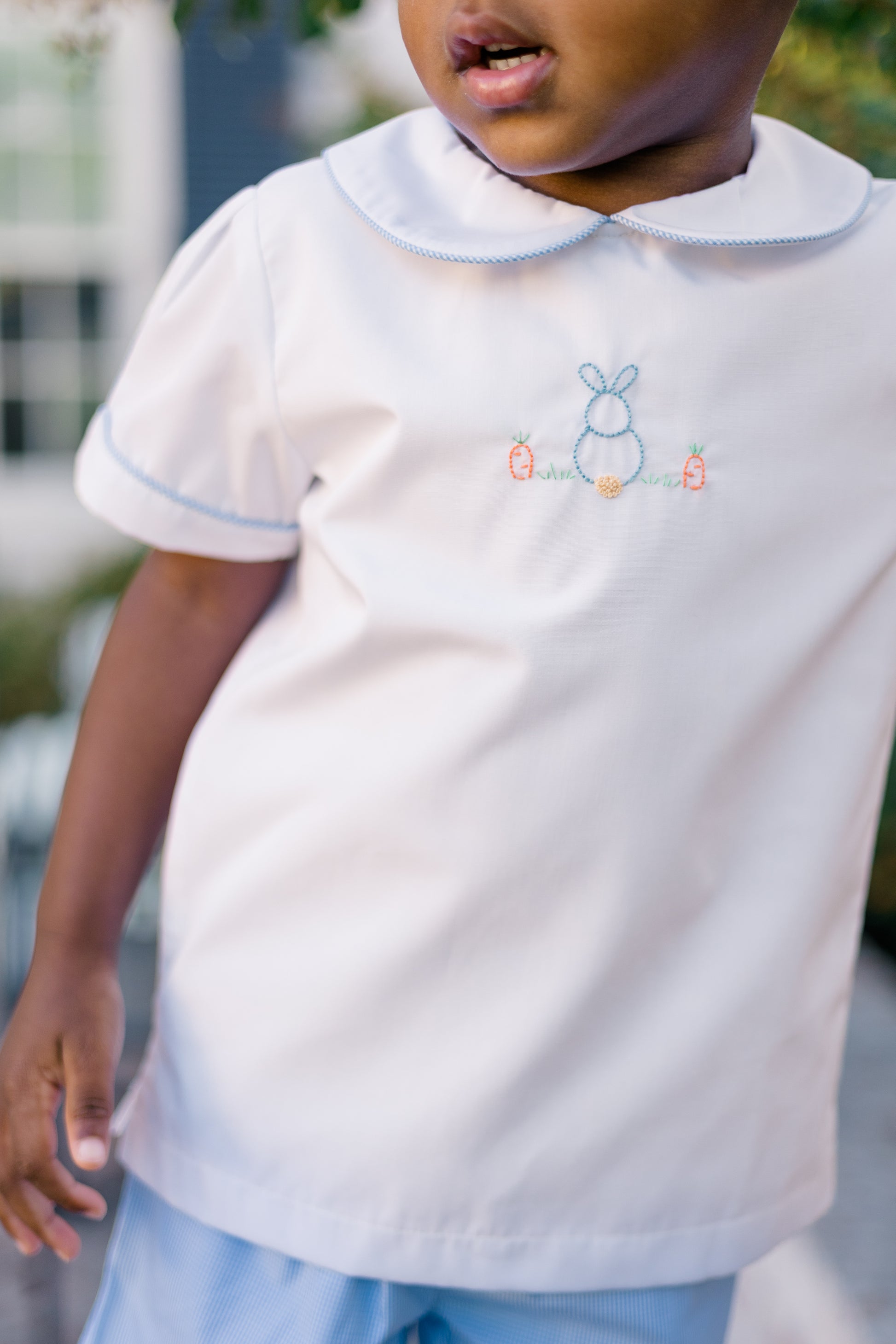Proper Peony Boys Blue Clover Easter Bunny Shorts Set
