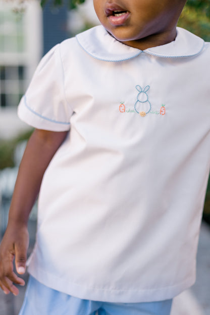 Proper Peony Boys Blue Clover Easter Bunny Shorts Set by Proper Peony