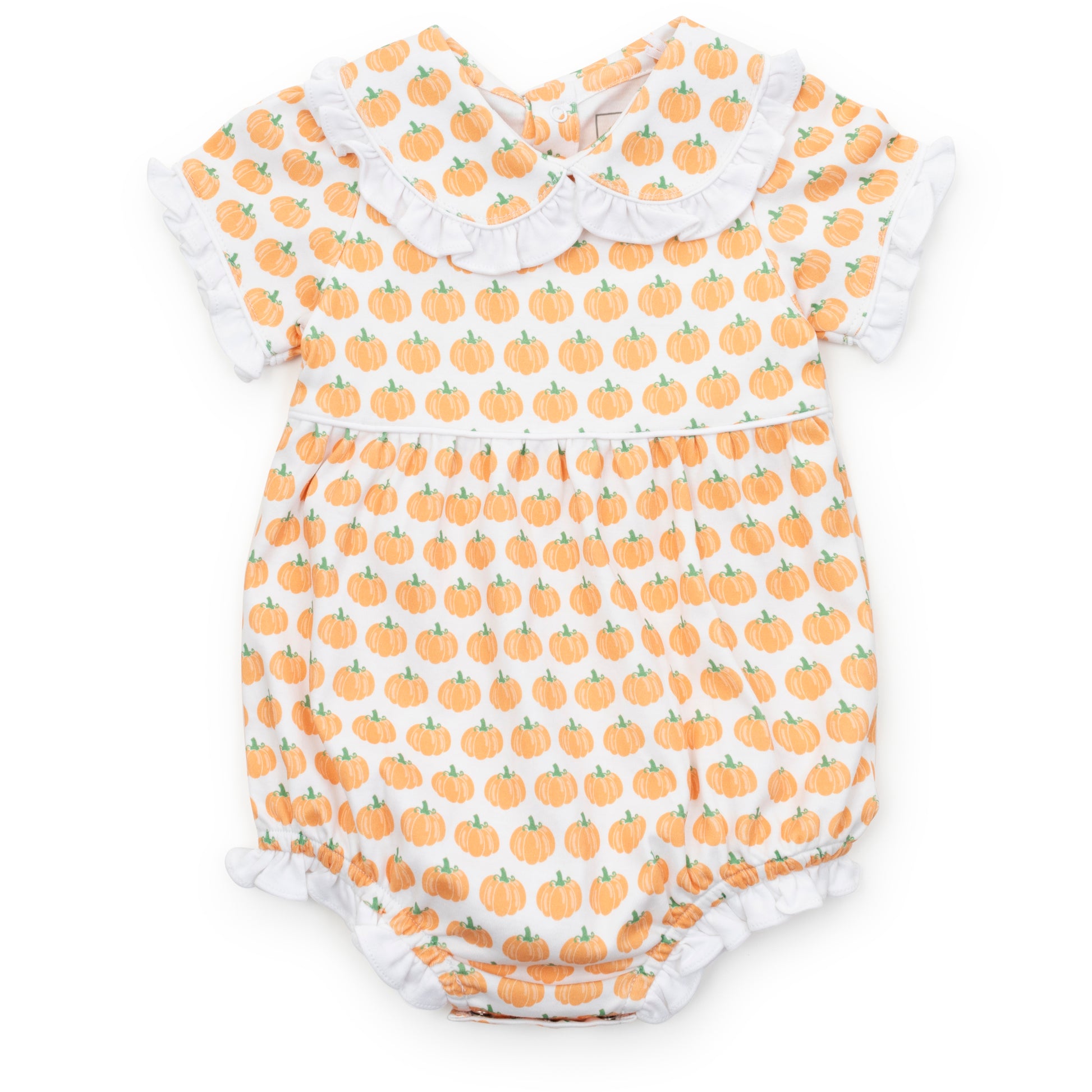 Lila & Hayes Baby Girls Council Bubble - Orange Harvest Pumpkins