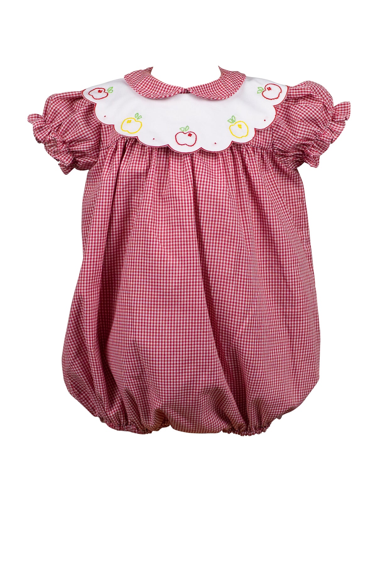 Proper Peony Baby Girls Red Check Crispin Apple Bubble - Scallop Collar