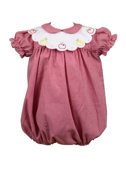 Proper Peony Baby Girls Red Check Crispin Apple Bubble - Scallop Collar