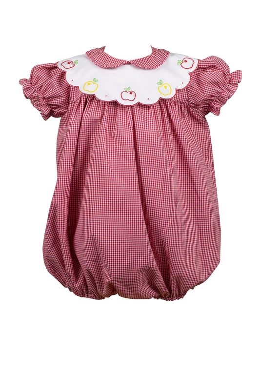 Proper Peony Baby Girls Red Check Crispin Apple Bubble - Scallop Collar