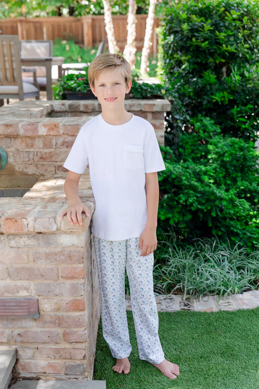 Lila & Hayes Boys Beckett Hang Out Lounge Pants - Jumping Trout Fish by Lila & Hayes
