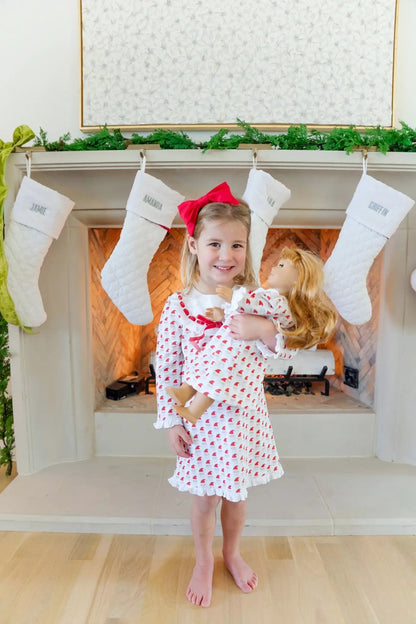Lila & Hayes Girls Emersyn Dress - Red Whimsical Santa