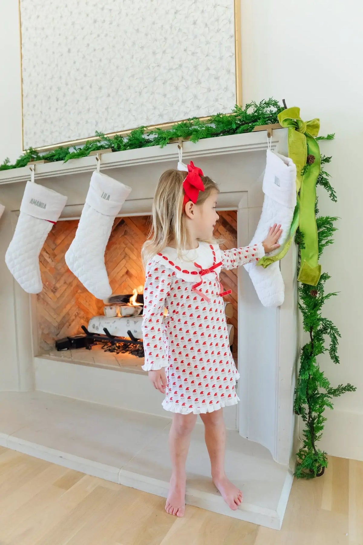 Lila & Hayes Girls Emersyn Dress - Red Whimsical Santa