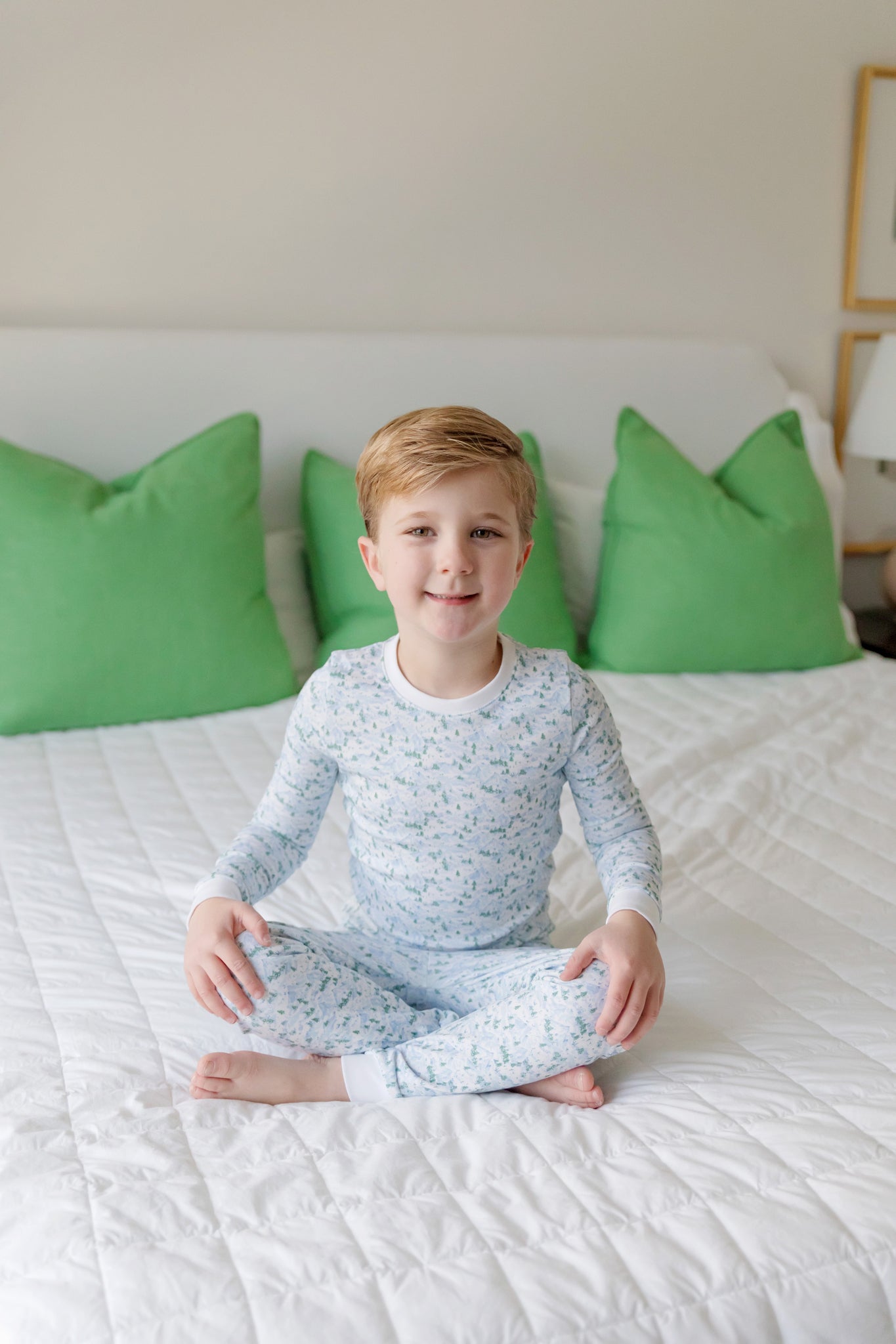 Lila & Hayes Boys Grayson Pajamas Set - Blue Snow Capped Mountains by Lila & Hayes