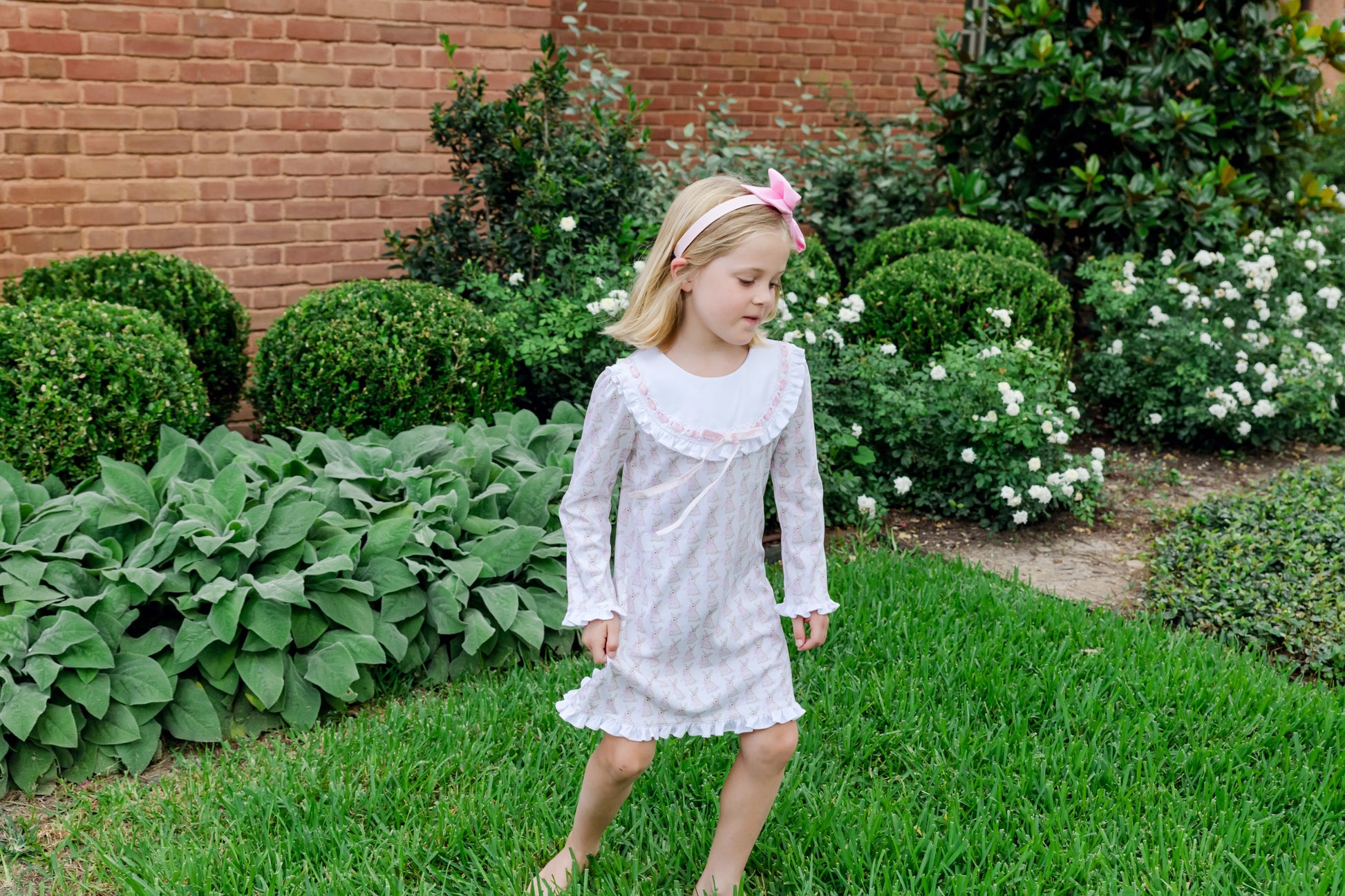 Lila & Hayes Girls Emerson Nightgown - Pink Easter Bunny Print