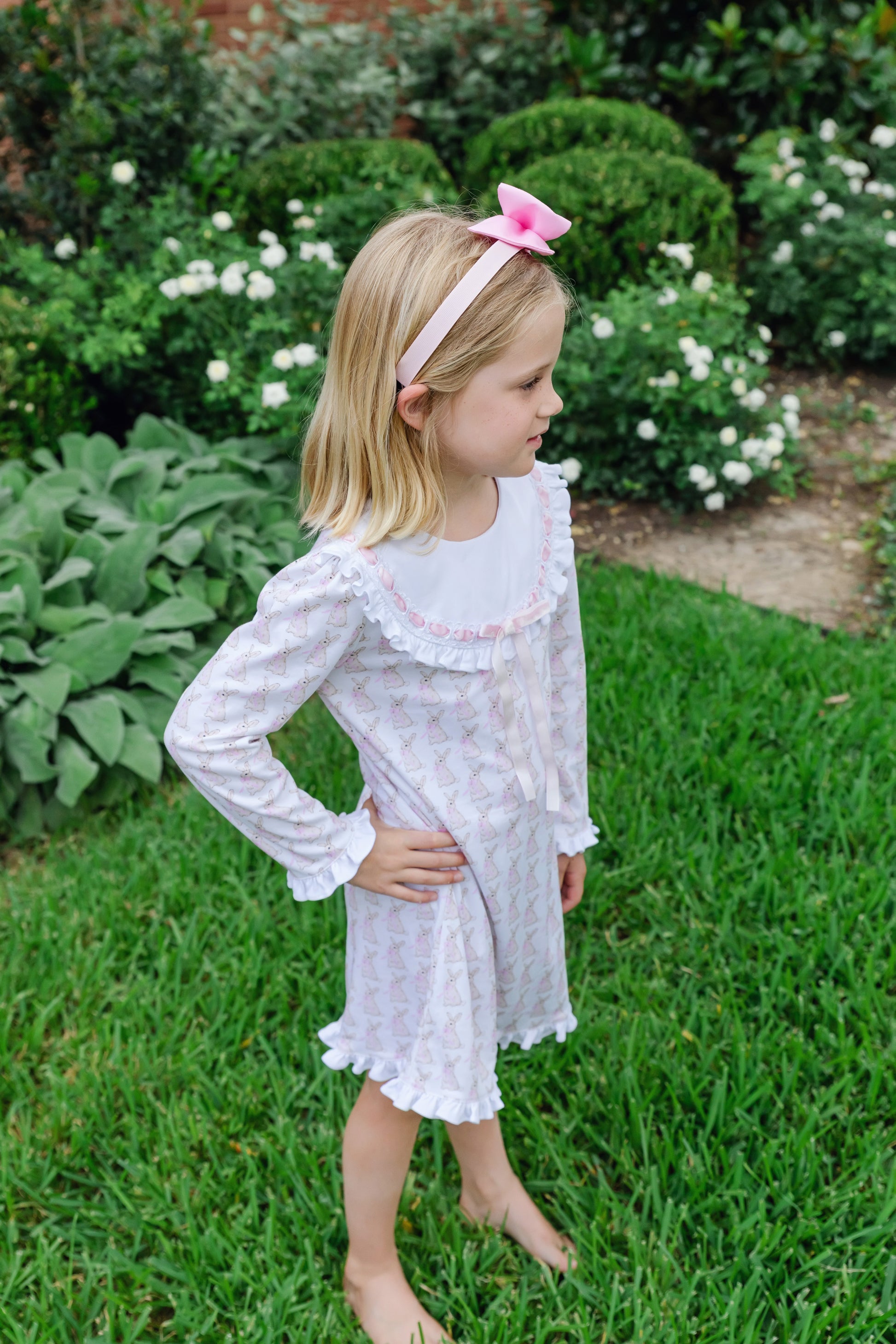 Lila & Hayes Girls Emerson Nightgown - Pink Easter Bunny Print