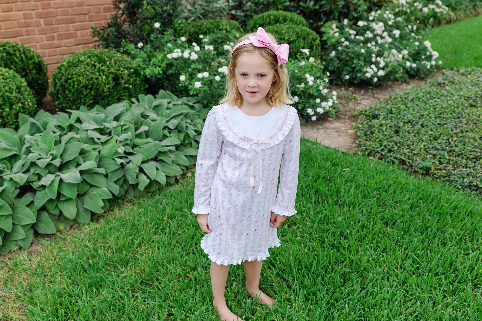Lila & Hayes Girls Emerson Nightgown - Pink Easter Bunny Print