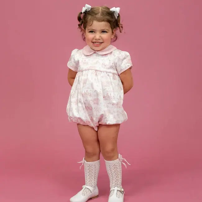 La Boutique by Dondolo Girls Bubble - Pink Dallas Texas Toile Print
