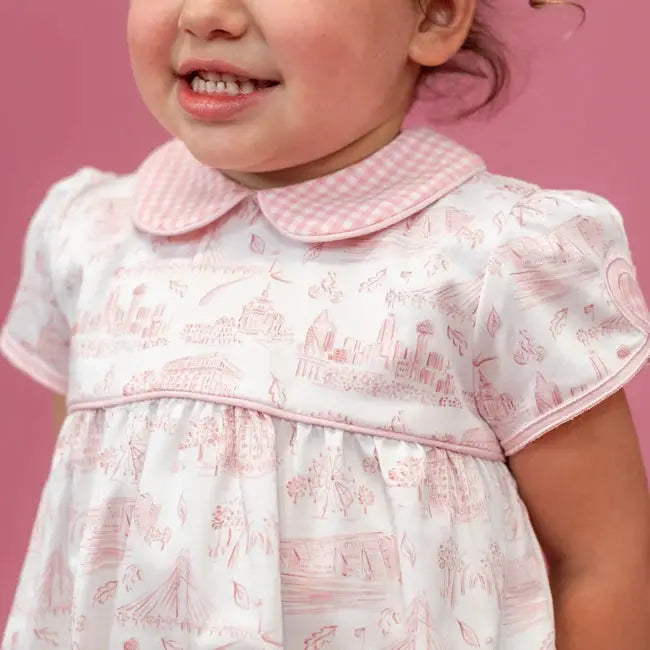 La Boutique by Dondolo Girls Bubble - Pink Dallas Texas Toile Print by Dondolo