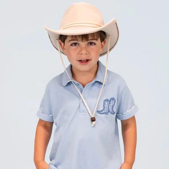La Boutique by Dondolo Boys Polo & Shorts Set - Blue Dallas Texas Toile Print by Dondolo
