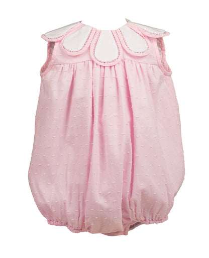 Proper Peony Baby Girls Pink Dotted Swiss Tulip Collar Bubble by Proper Peony
