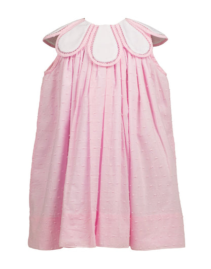 Proper Peony Girls Pink Dotted Swiss Tulip Collar Dress by Proper Peony