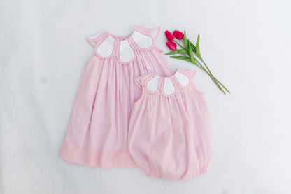 Proper Peony Baby Girls Pink Dotted Swiss Tulip Collar Bubble by Proper Peony