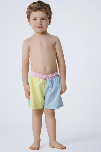 Sal & Pimenta Boys Swim Trunks - Dreamland Color Block - Pastels