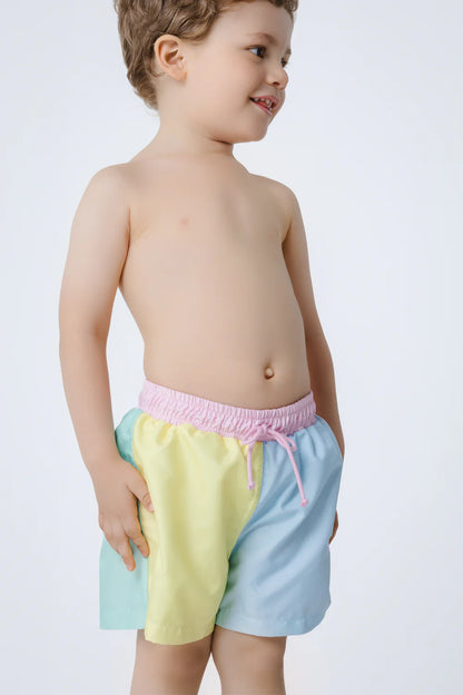 Sal & Pimenta Boys Swim Trunks - Dreamland Color Block - Pastels