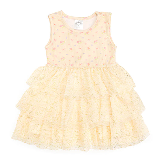 Sweet Wink Girls Spring Floral Tank Tutu Dress - Lemon Yellow by Sweet Wink