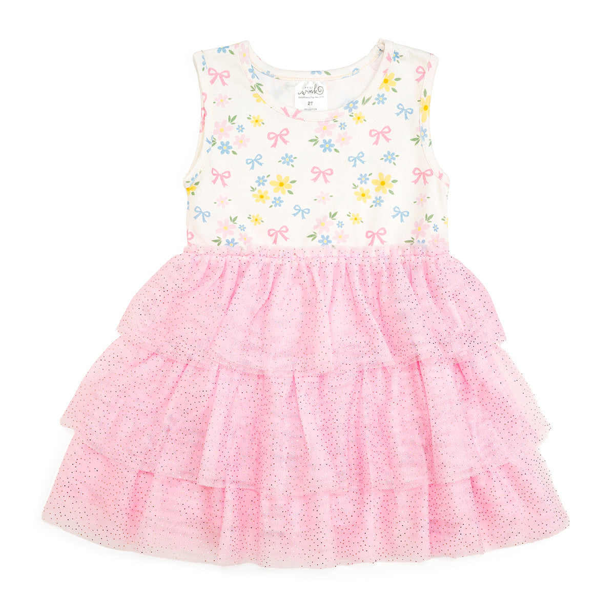 Sweet Wink Girls Spring Floral Tank Tutu Dress - Sweet Pastel Pink