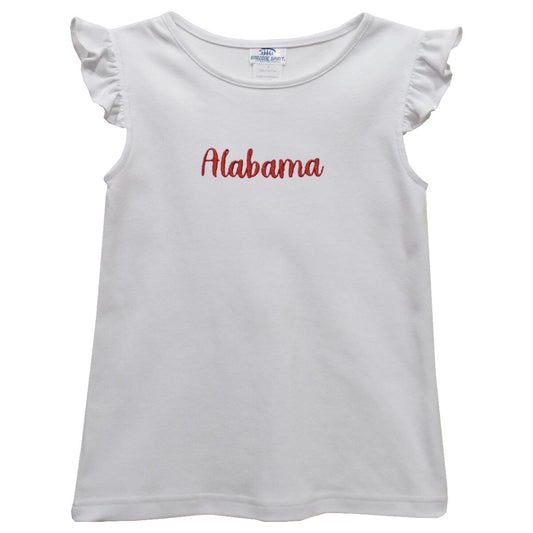Vive la Fete Girls Embroidered White Knit Angel Sleeve Top - Alabama