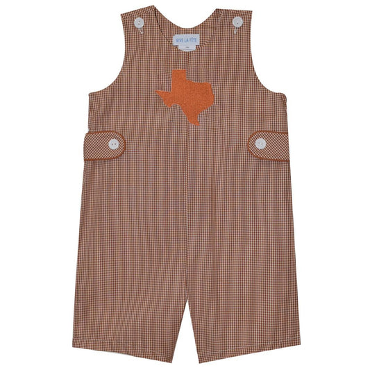 Vive la Fete Boys Rust Gingham Jon Jon - Texas Embroidered