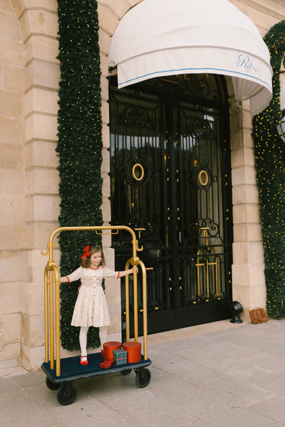 Antoinette Paris Girls Elysee Winter Floral Smocked Christmas Dress with Bow Sash by Antoinette Paris