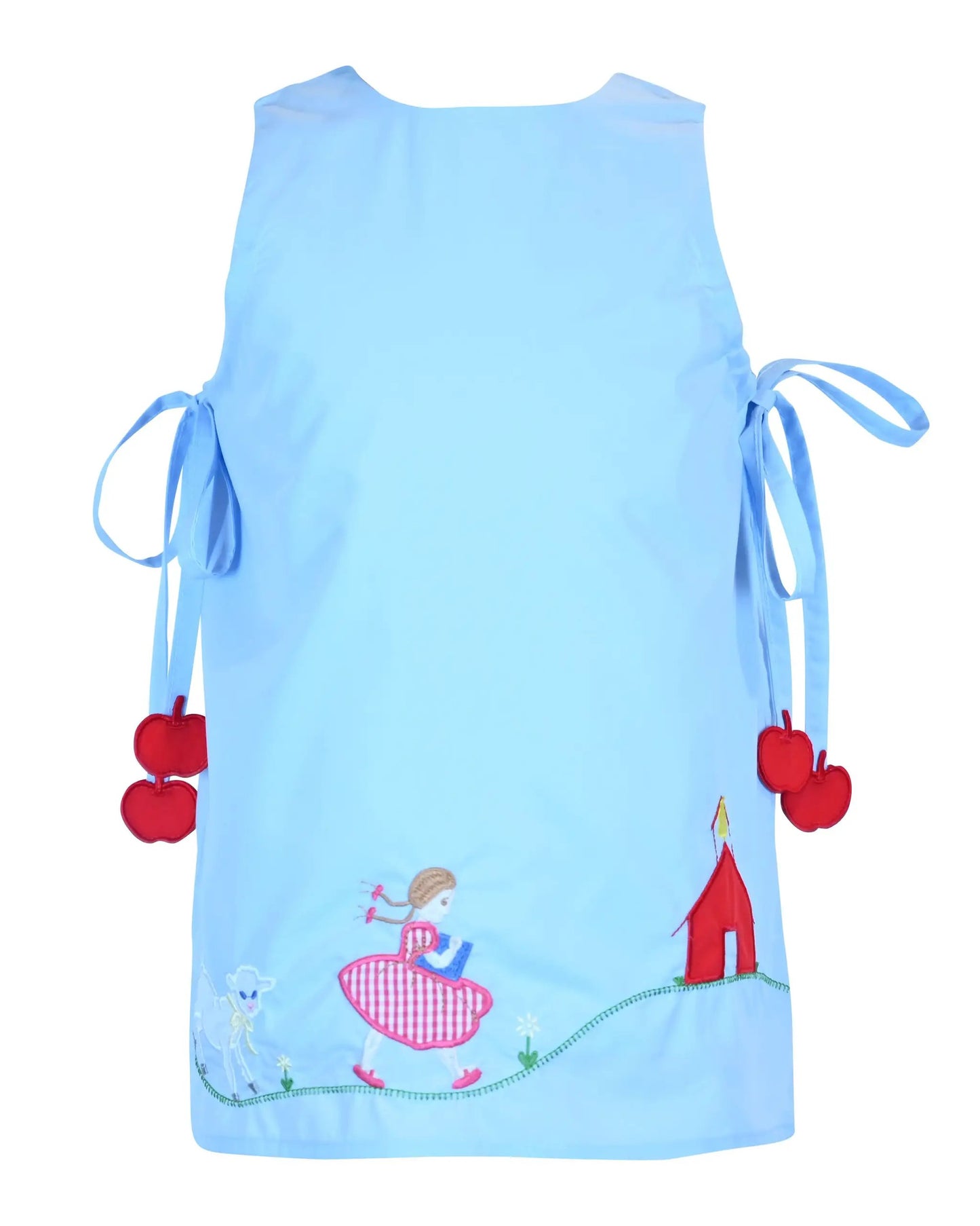 Yellow Lamb Girls Blue Emma Jumper Dress - Mary Had a Little Lamb for School