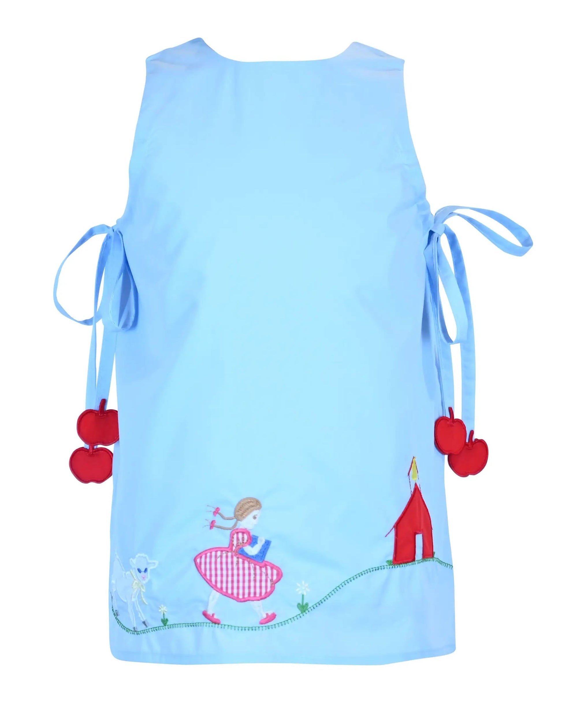 Yellow Lamb Girls Blue Emma Jumper Dress - Mary Had a Little Lamb for School