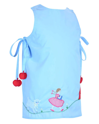 Yellow Lamb Girls Blue Emma Jumper Dress - Mary Had a Little Lamb for School