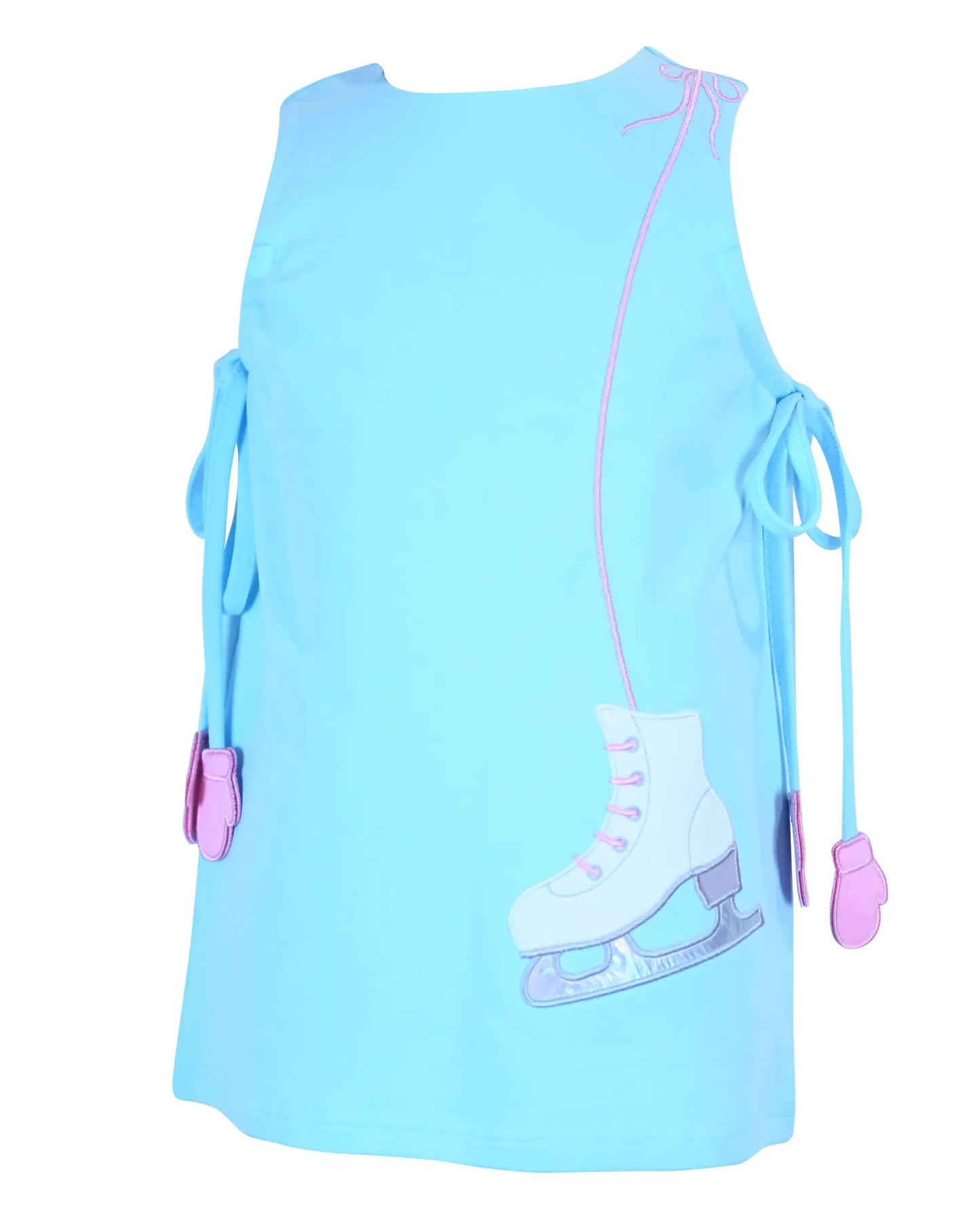 Yellow Lamb Girls Emma Jumper Dress - Aqua Blue Ice Skates