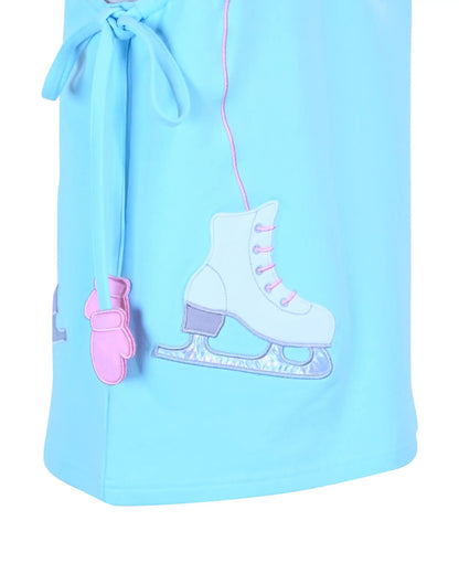 Yellow Lamb Girls Emma Jumper Dress - Aqua Blue Ice Skates