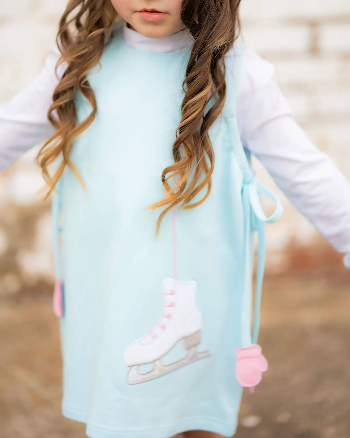 Yellow Lamb Girls Emma Jumper Dress - Aqua Blue Ice Skates