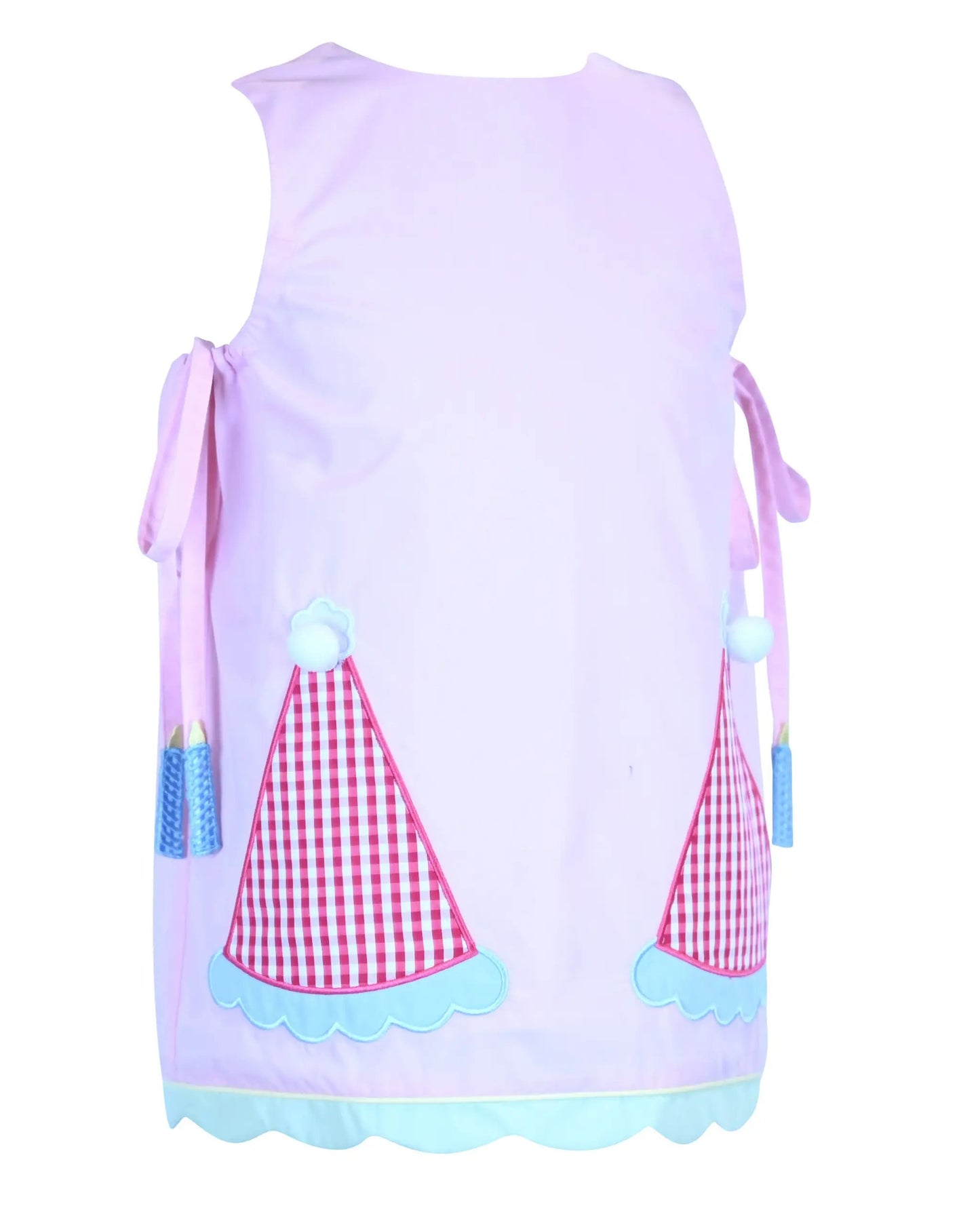 Yellow Lamb Girls Emma Jumper Dress - Pink with Birthday Party Hats by Yellow Lamb