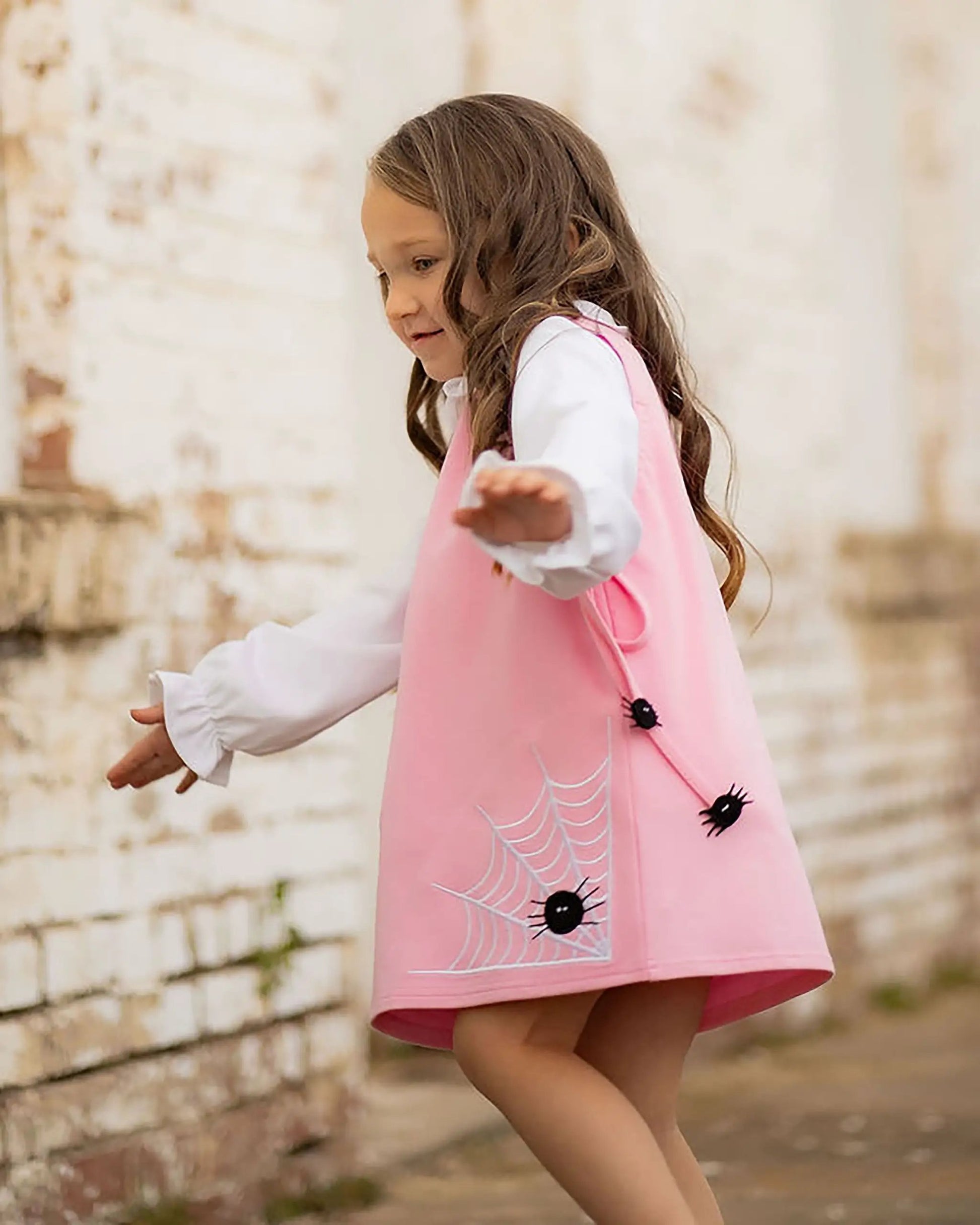 Yellow Lamb Girls Pink Emma Jumper Dress - Halloween Witch