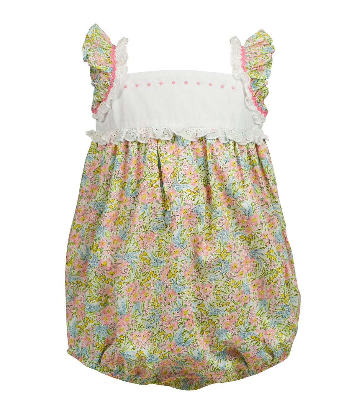 Proper Peony Girls Estelle Sun Bubble - Pink and Green Floral with Lace by Proper Peony