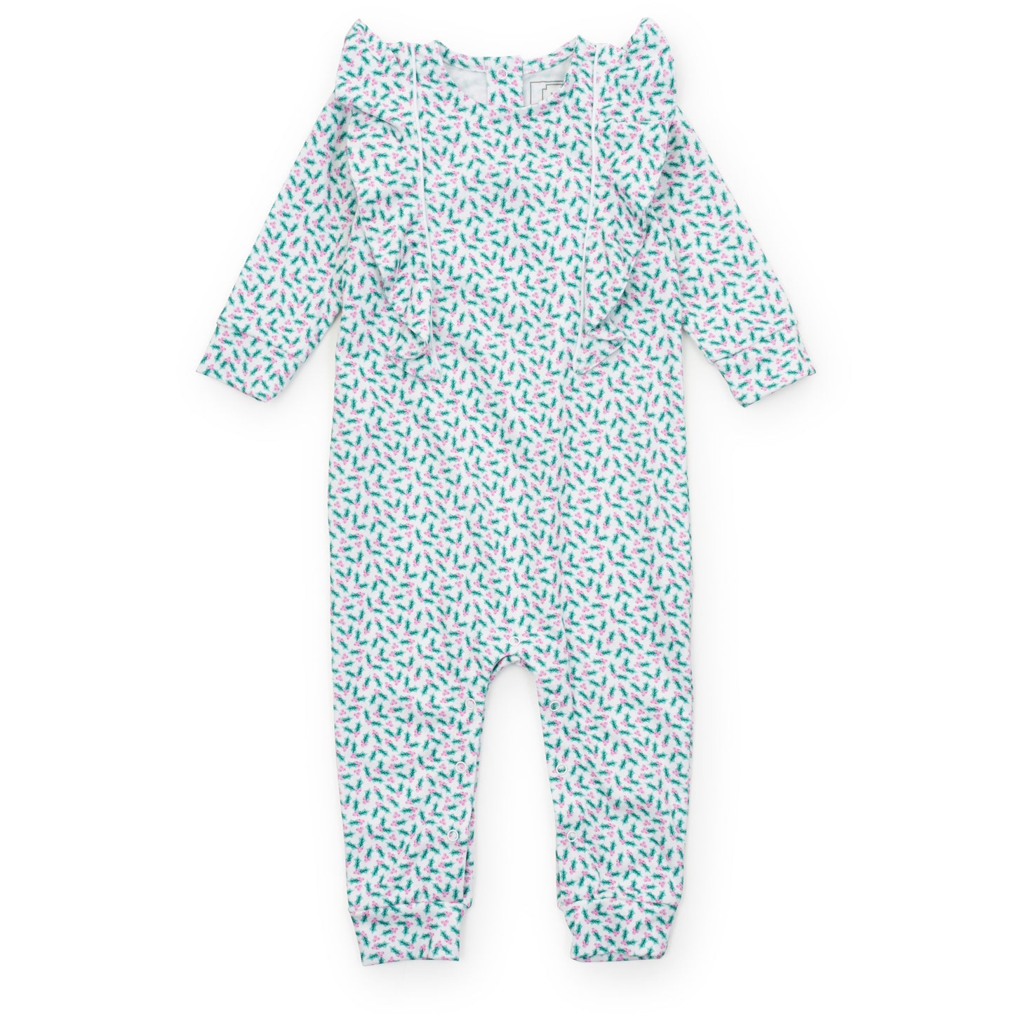 Lila & Hayes Baby Girls Evelyn Romper - Green Holly Holiday by Lila & Hayes