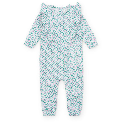 Lila & Hayes Baby Girls Evelyn Romper - Green Holly Holiday by Lila & Hayes