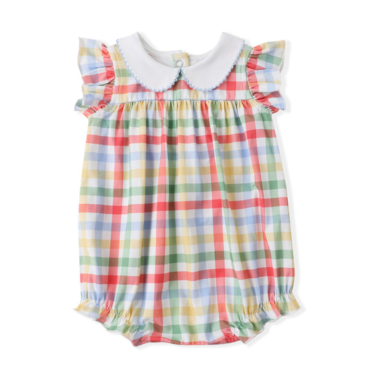 Swoon Baby Girls Colorful Rainbow Plaid Proper Bubble