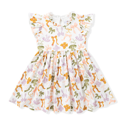 Swoon Baby Girls Flutter Dress - Bows Print