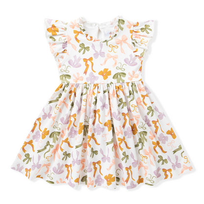Swoon Baby Girls Flutter Dress - Bows Print