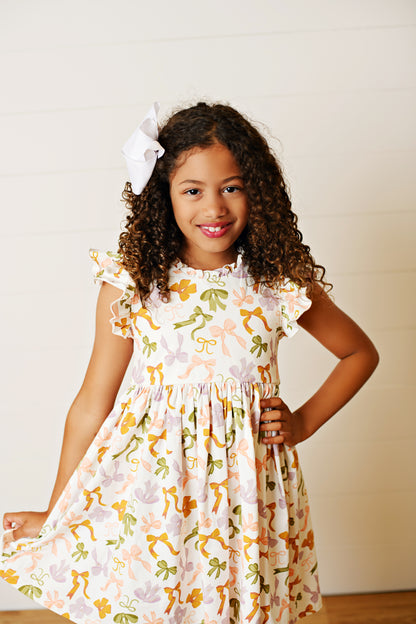 Swoon Baby Girls Flutter Dress - Bows Print