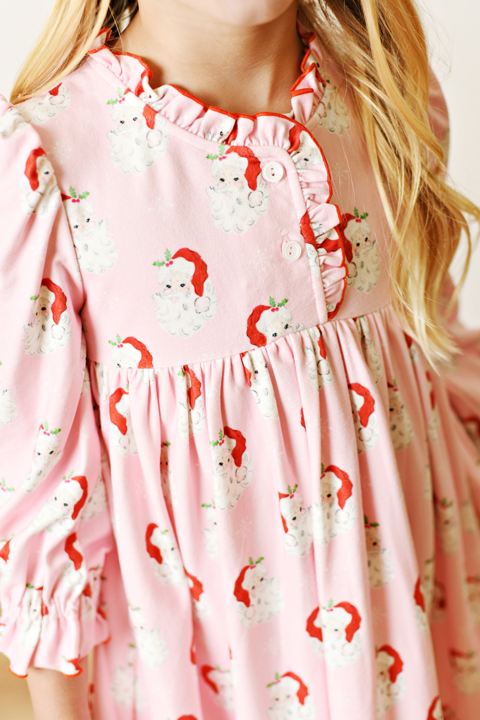 Swoon Baby Girls Pink Butternut Play Dress - Santa Claus Print