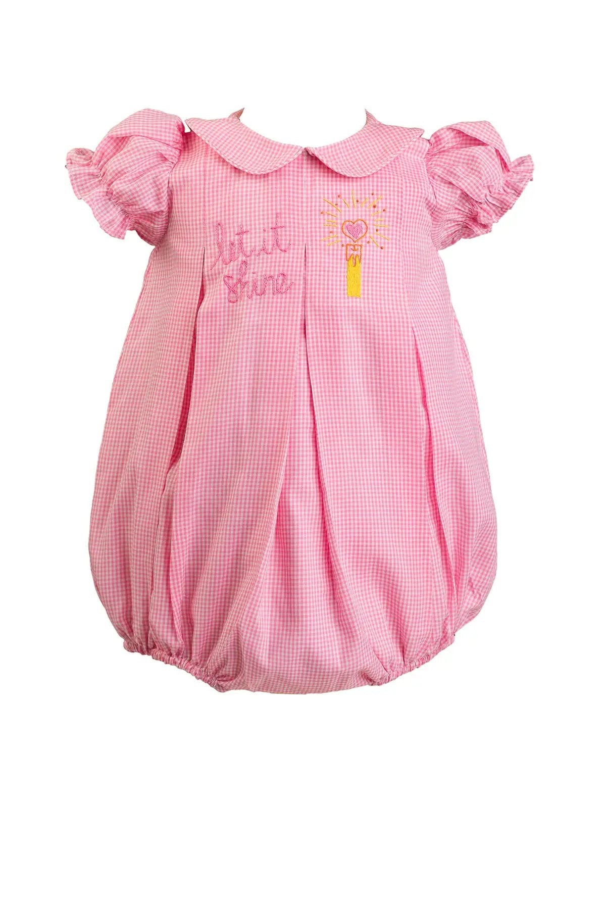 Proper Peony Baby Girls Pink Check Let it Shine Bubble