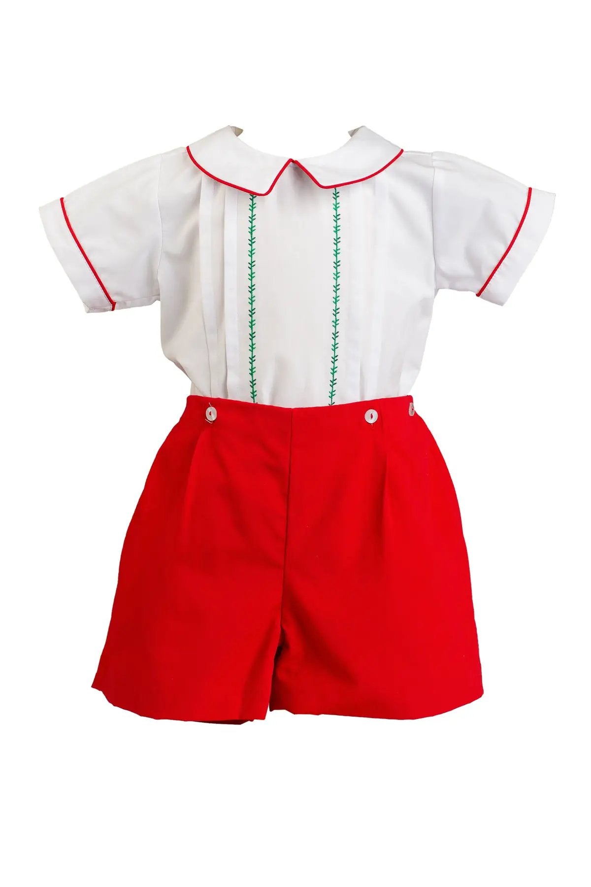 Proper Peony Boys Red Christmas Embroidered Holiday Dressy Shorts Set