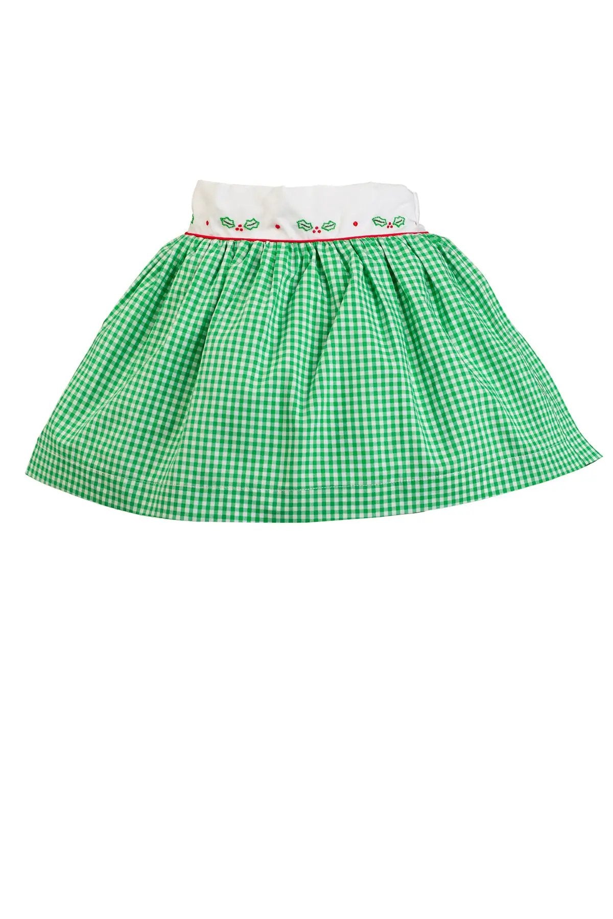 Proper Peony Girls Green Check Carol Christmas Skirt
